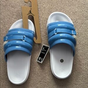 Modern Blue and White Sandals with Puffy Straps